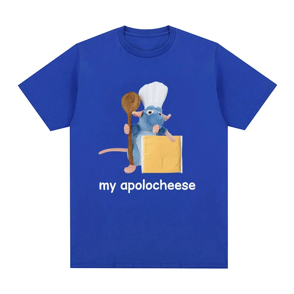 Funny My Apolocheese Rat Plush Cheese T Shirt Mężczyźni Kobiety Odzież Moda Koszulki z krótkim rękawem Lato 100% Bawełna Koszulki Oversize