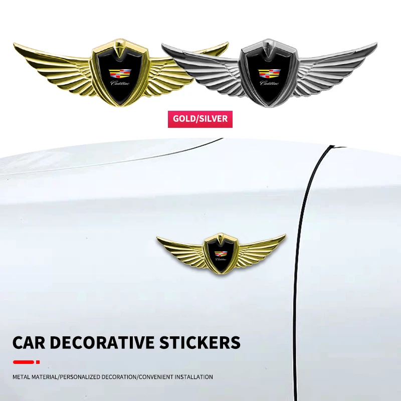 

3D Metal Wings Badge Car Side Marker Window Trunk Sticker Decal for Cadillac Seville XT4 CT4 CT5 SLR CTS DTS ATS Escalade