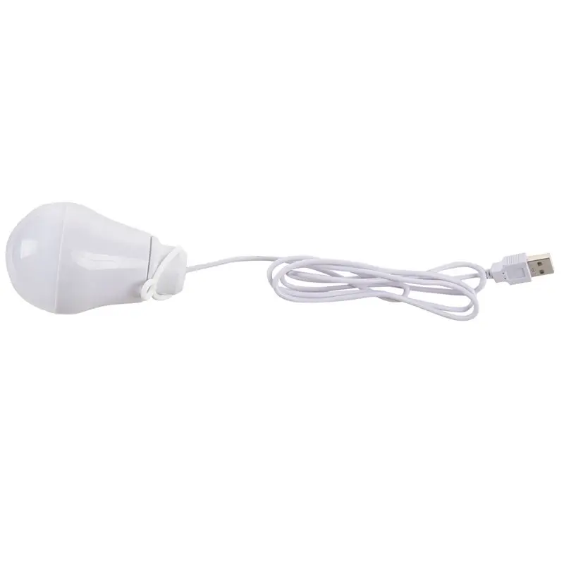 4X DC5V 5W LED Bulb USB Lamp Portable White Light For Outdoor Laptop (White)-N37R