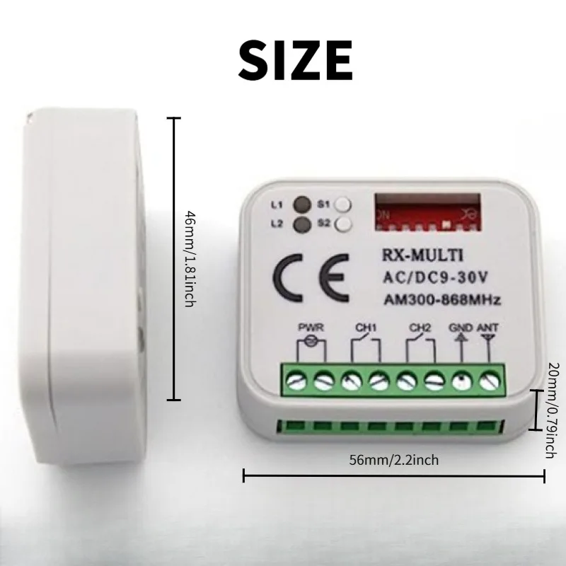 Universal Garage Remote Control Receiver MULTI RX 300-900MHz 9-30V Relay Module Rolling&Fixed Code Command Transmitter Box