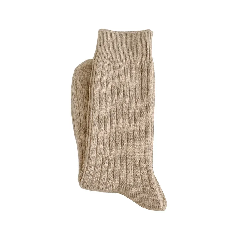 New Women\'s Socks Korean Style Fashion Casual Striped Socks Warm Autumn Winter Solid Color Simple Retro Crew Socks Female Comfy