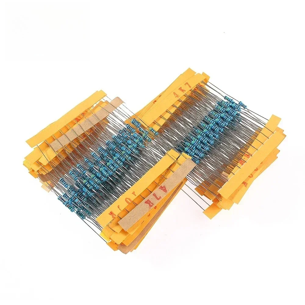500PCS 1% 1/4W 금속 필름 저항기 모음 키트 0.25W 1Ohm-10MOhm DIY 전자 저항기 모듬 팩 키트