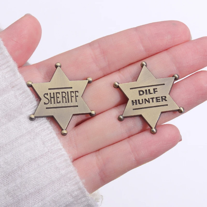 Star Enamel Pin Lapel Jewelry Badge Metal Sheriff Dilf Hunter Backpack Bag Hat Wholesale Custom Cartoon Women Men Accessories