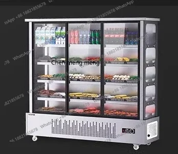 

X Display cabinet Commercial vertical, a la carte cabinet BBQ shop refrigerated fresh-keeping air curtain cabinet
