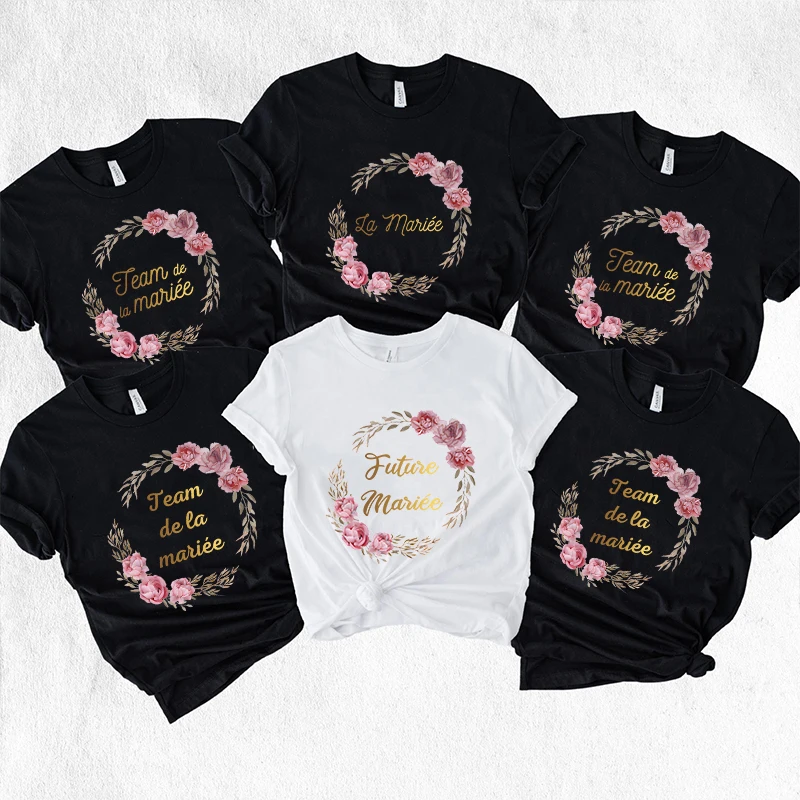 

French Girls Team Bride Bridesmaid Y2k Tops Women Bridal Wedding T-shirt Bachelorette Party Tee Shirt EVJF Future Bride Tshirt
