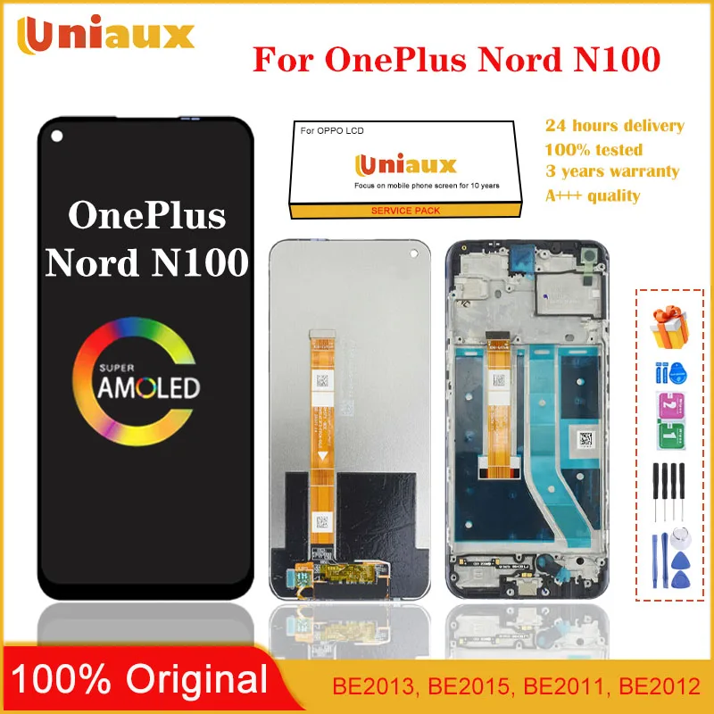 

6.52" Original for OnePlus Nord N100 LCD Display Touch Screen Digitizer Assembly Replacement Repair Parts for BE2013 With Frame