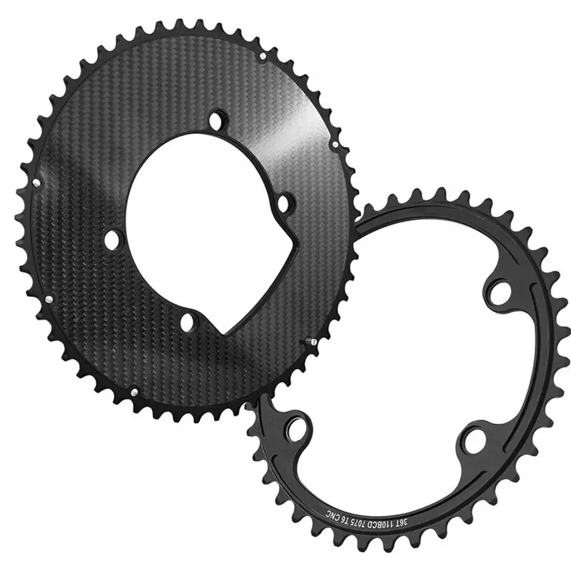 NEW HOT In Stock-Dual Speed Carbon Fiber Road Bike Chainring Set 110BCD- For Racing Chain Rings With Fixing Bolts, 52-36T For Ra