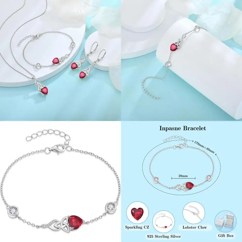 

Sterling Silver Celtic Knot Birthstone Bracelet - Irish Jewelry Gift for Women