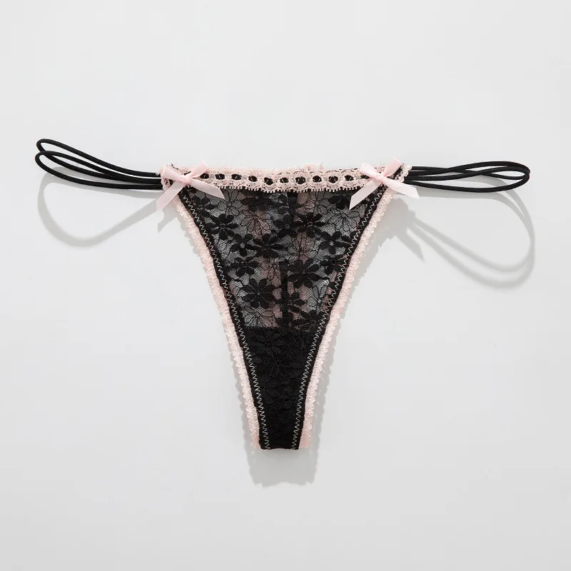 Calcinha de laço de renda sexy lingerie feminina uso diário casa usar roupa interior sólida feminina calcinha de cintura baixa respirável трусы ж misceе