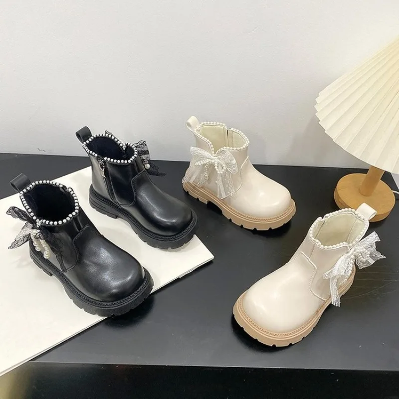 2026 Neue Herbst-Kinderstiefel: Warme Mädchen-Schleifenstiefel aus PU-Leder, Modische Kleinkind-Stiefel, Kinder-Schneeschuhe – Detail 3
