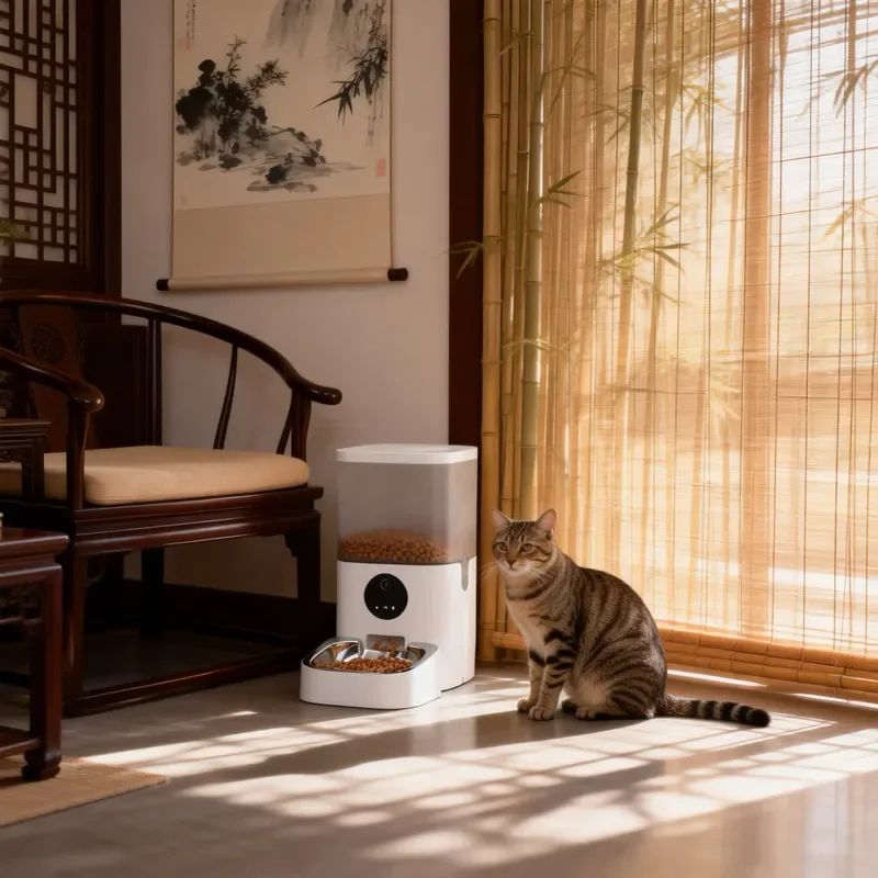 4L Smart Automatic Dog and Cat Feeder, Stainless Steel Bowl, Wifi and Mobile App Remote Control, Charging Power Supply