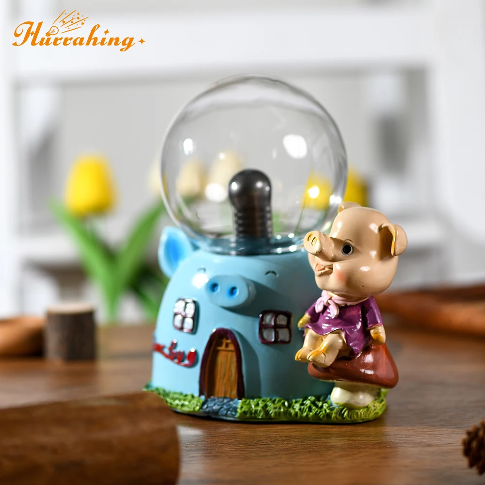 Pig Sister Crystal Plasma Light 4 -inch Light Ball Sensitive Touch Science Federation Birthday Gift Interior Decorative Ornament