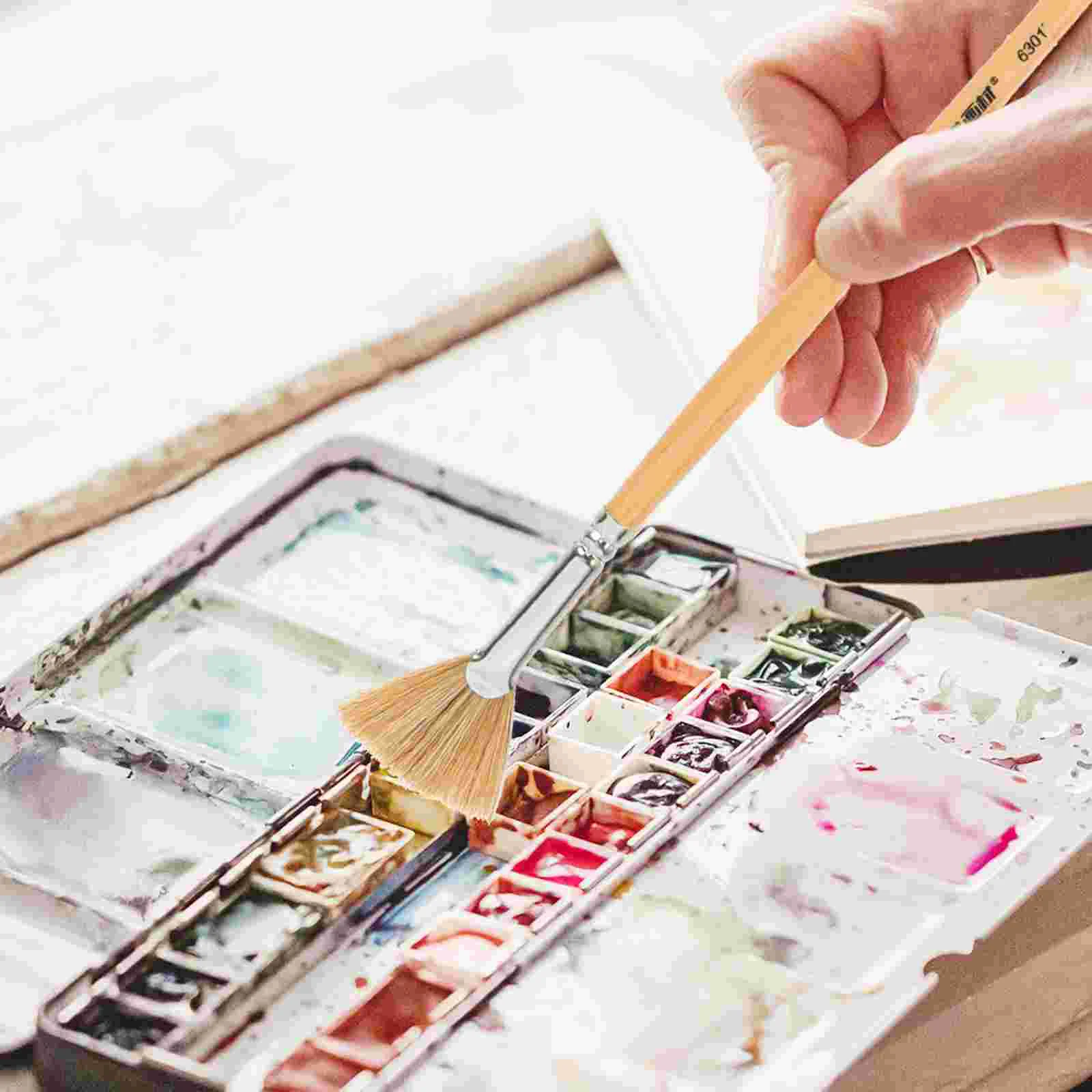 6 Pcs Oil Paintbrush Practicing Supply Daily Watercolor Fan Multi-function Solid Wood Student Child Accessory