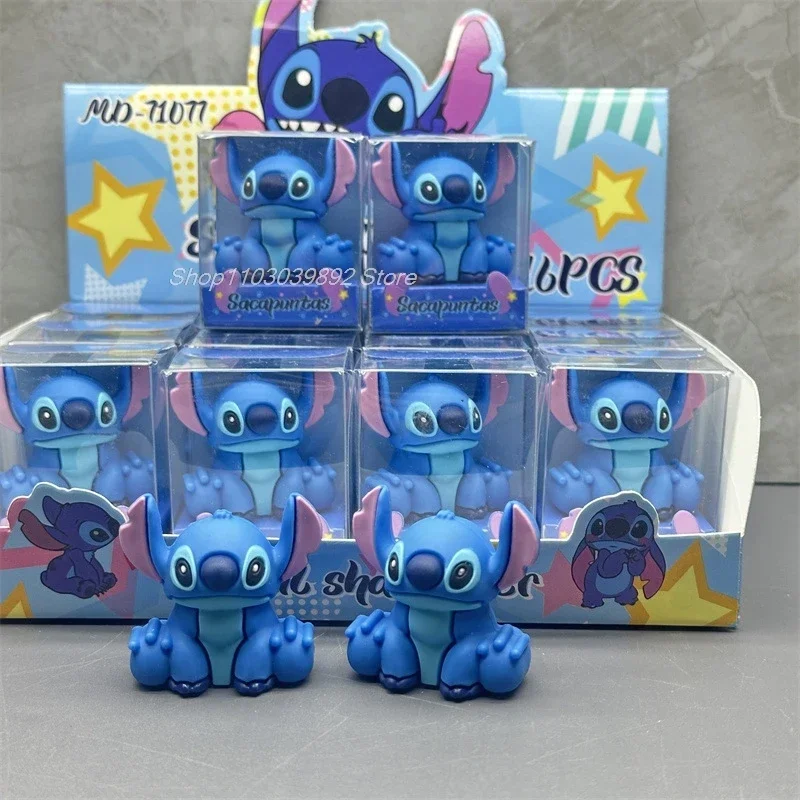 Disney lilo & stitch apontador de lápis estudante bonito dos desenhos animados silicone em forma de cruz apontador de lápis papelaria das crianças