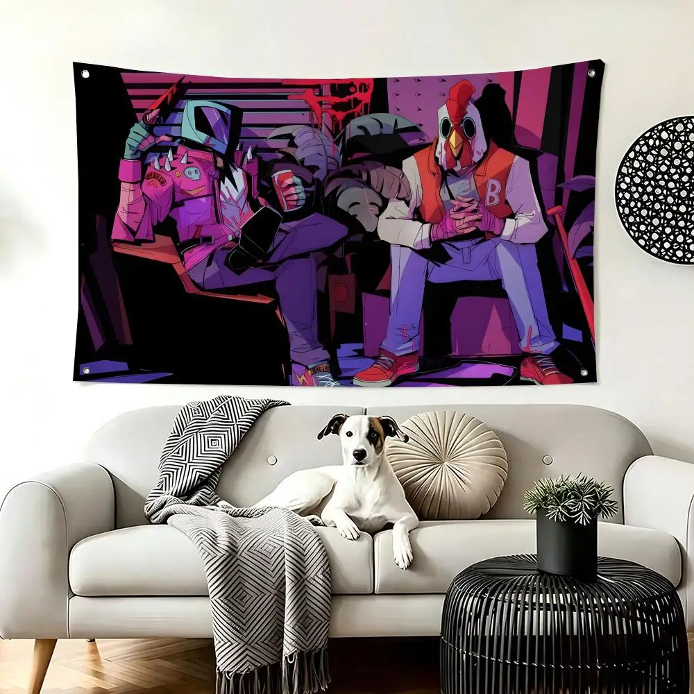 Neon Crime Game H-Hotline Miami Flags  For Living Room Home Dorm Decor Wall Outdoor Camping Party Banner Gifts
