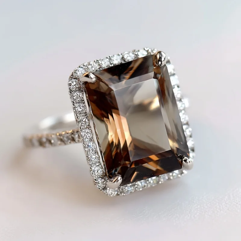 

SGARIT простое и элегантное кольцо с кристаллами чая изумрудной огранки для женщин, обручальное кольцо из стерлингового серебра 925 пробы