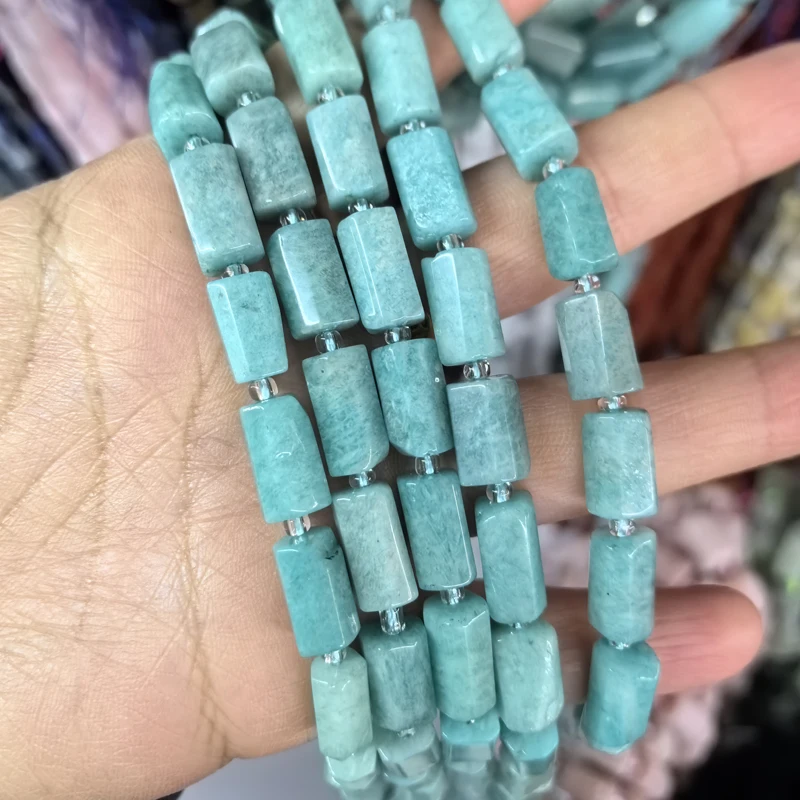 Natürliche Zylinder Stein Perle Bunte Weiße Jaspis Quarz Rohr Charms Perlen Für Schmuck Machen Diy Armbänder Halskette – Detail 9