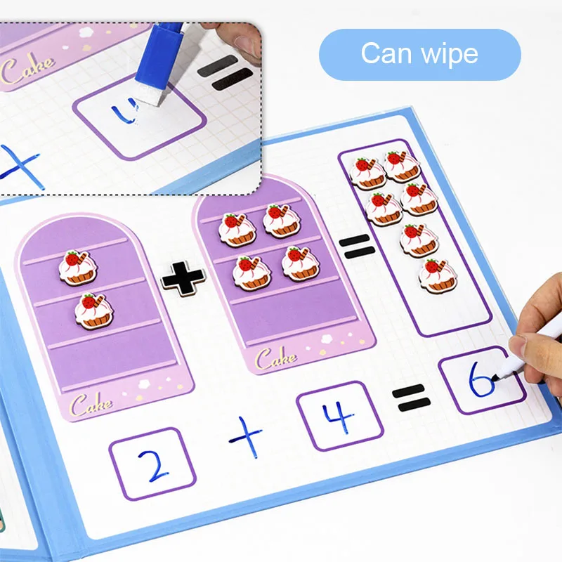 Juguete Montessori magnético de dibujos animados para niños, libro de matemáticas, adición, resta, desposición, aprendizaje temprano, juguetes educativos