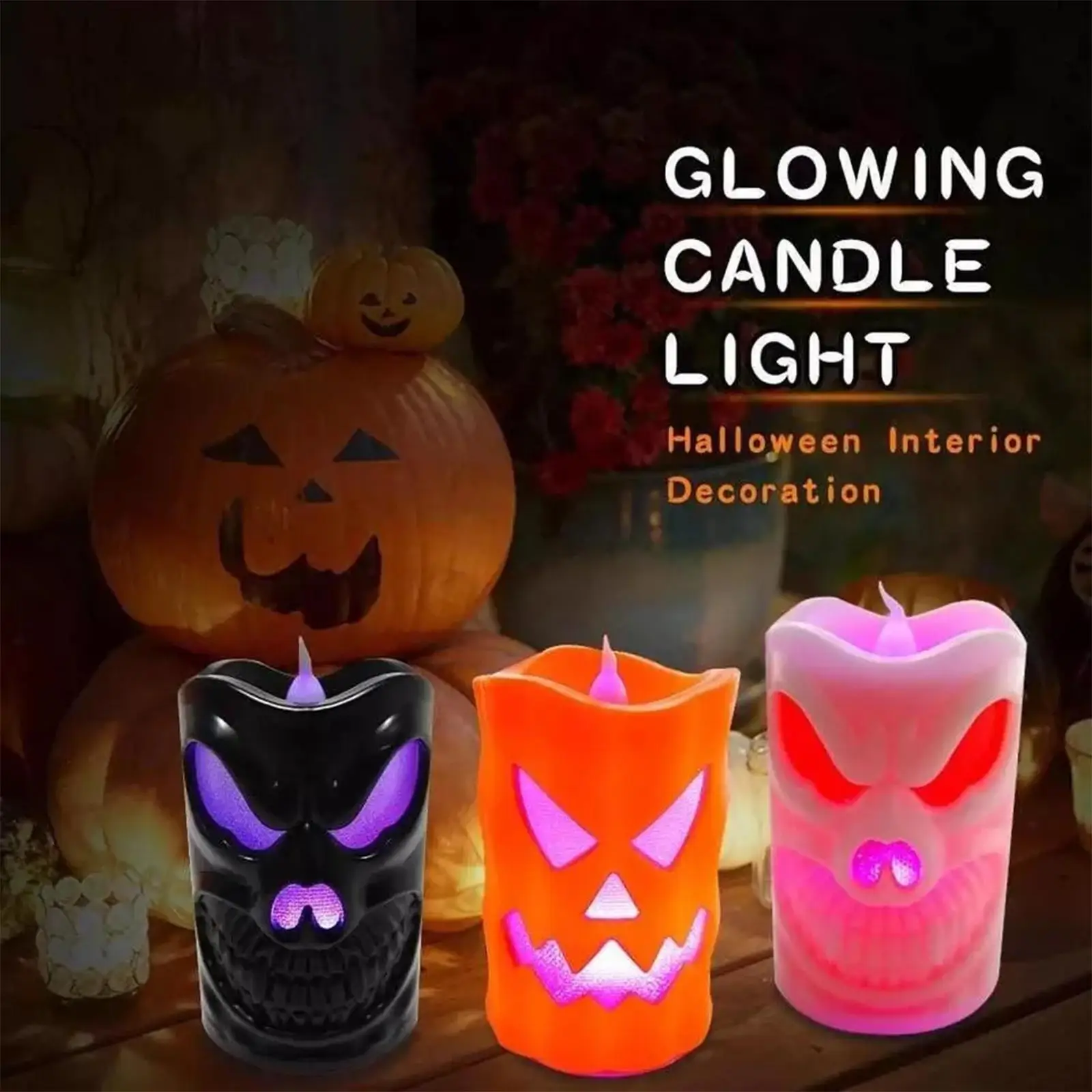 Halloween Decoration Pumpkin Skull Candle LED Light Lamp Flameless Lantern Halloween Party Bar Decor Kids Toy 2023 Home Decor