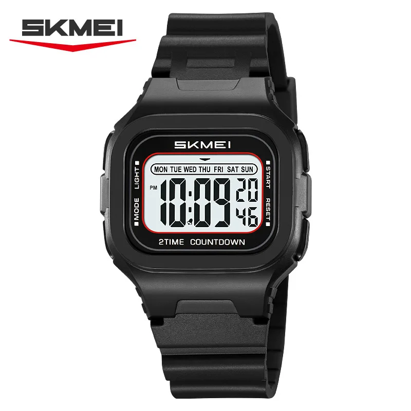 SkmeiOutdoor Sports Student Watch Relógio eletrônico multifuncional à prova d'água Relógio eletrônico quadrado de moda com tempo duplo