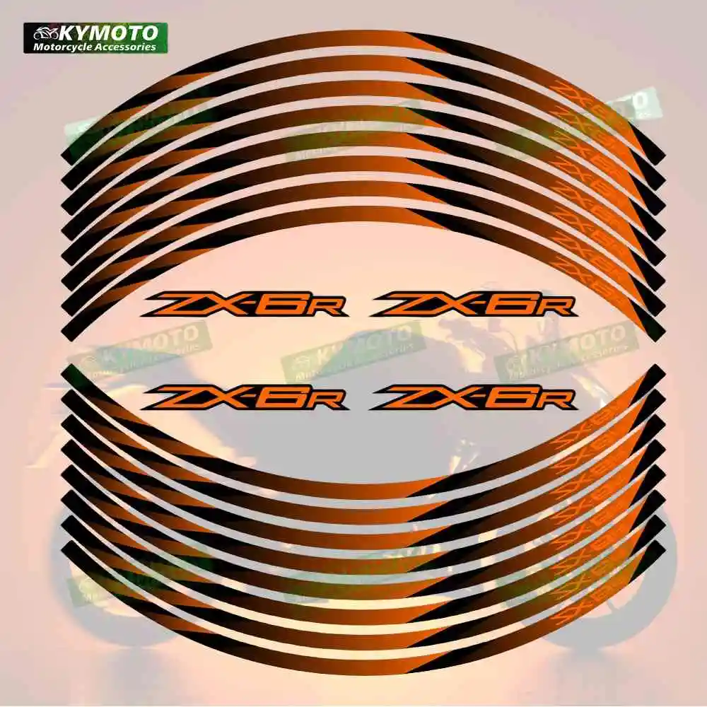 

For ZX-6R ZX6R reflective motorcycle accessories 17 inch front and rear wheel decals hub modified wheel rim sticker decoration
