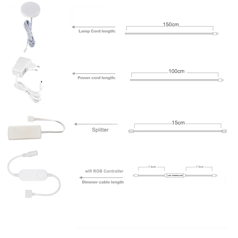 Tuya Smart Remote Control RGB Spot LED Light Under Cabinet Light Kit Dimmer Home Kitchen Counter Colorful Lamp For Alexa Google