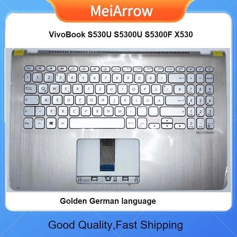 

New/org For Asus VivoBook S15-S5300U/F S530 S530U S5300U S5300F Y5100U X530 Palmrest German Keyboard upper cover,Golden