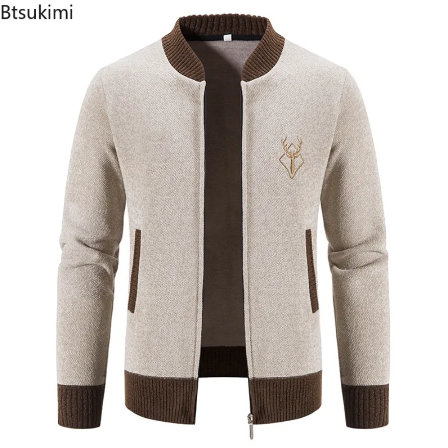 New Autumn Winter Men's Knitted Sweater Jackets Fashion Korean Baseball Collar Casual Cardigans Streetwear Y2K Men Sweater Coats