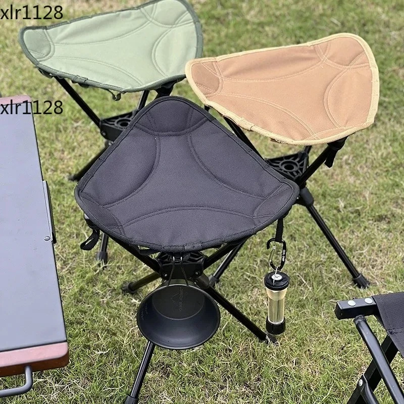 

Lightweight Aluminum Alloy Triangular Folding Stool Portable Rotating Chair for Camping Hiking Picnic