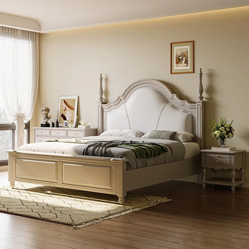 سرير مزدوج خشبي حديث، مسند ظهر فاخر، بسيط كبير للبالغين، غرفة نوم مزدوجة، إطار كوين مزدوج، أثاث منزلي Cama De Casal