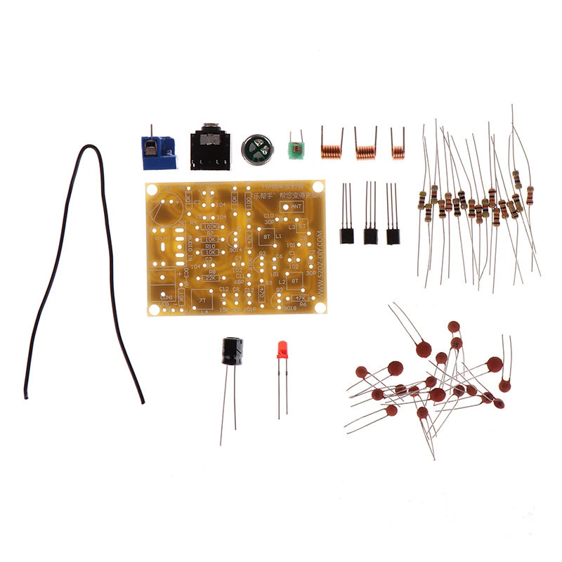 Rádio FM sem fio Kit Transmissor com Microfone, ajustável 88-108MHz, DIY Prática de solda, DC 3V