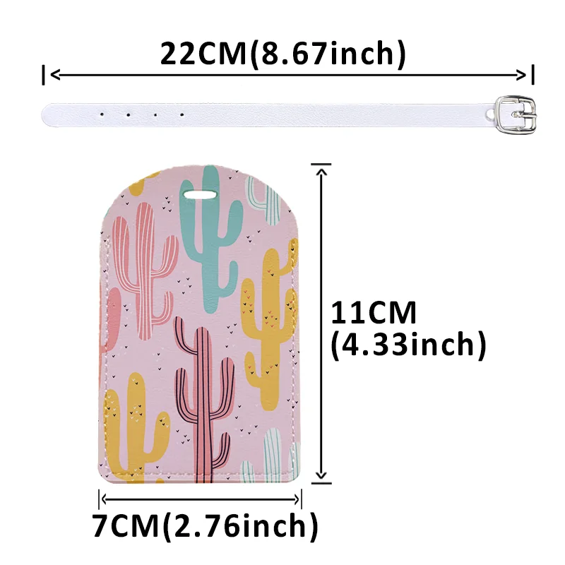 PU Leather Travel Luggage Tags with Privacy Cover for Suitcase Handbags Backpacks Men Women Camo Tropical Plant Baggage Tags