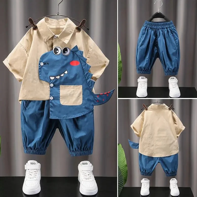 Sommer Baby Jungen Kleidung passt Kinder Revers Kurzarm Tops Shorts 2 teile/satz Säugling Casual Outfits Kinder Trainings anzug