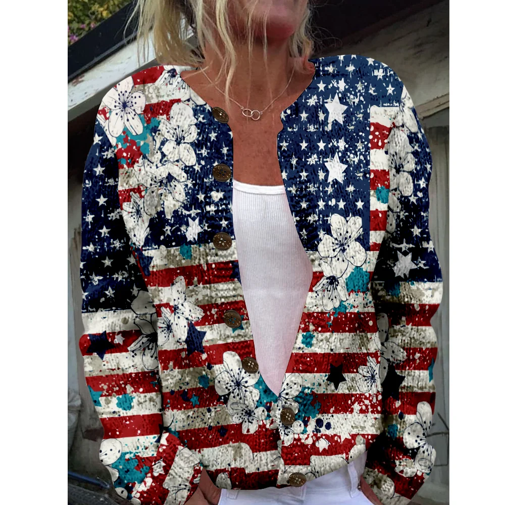 

Осень-зима вязаный клетчатый кардиган с цветочным принтом, повседневный свитер, уличная одежда, женские свитера, вязаный топ, крутые джемперы, модные