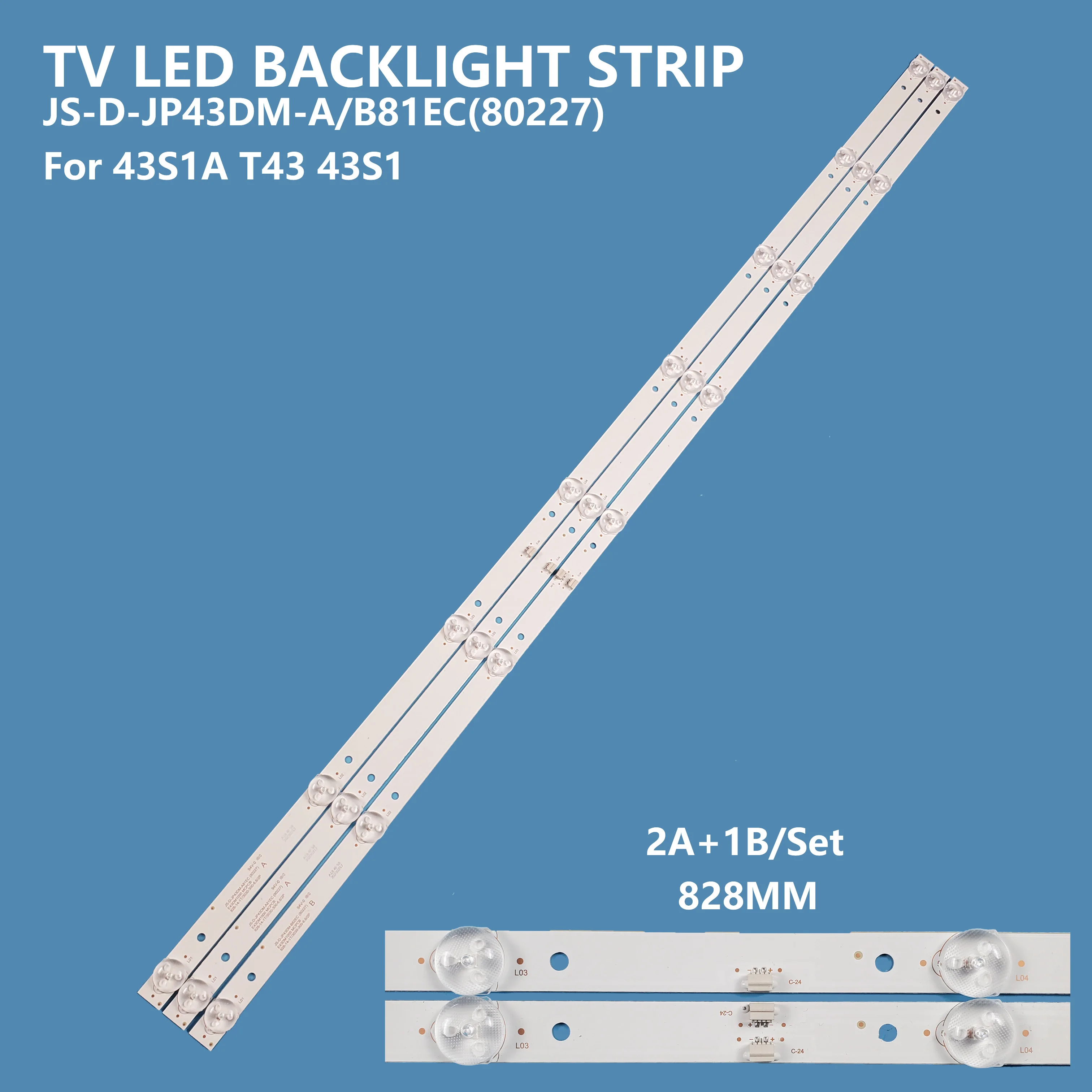 3 sztuk/zestaw podświetlenia LED drążek LED MS-L2317-A/B JS-D-JP43DM-AB81EC(80227) dla ROWA 43 cal T43 43x600 naprawa akcesoriów T43