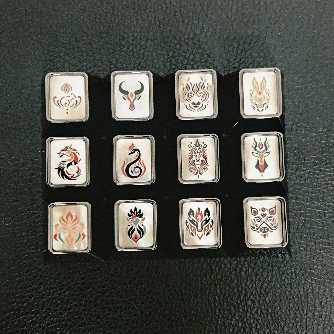 summer peripheral 12 zodiac mother of pearl metal keycaps keycaps Traditional Chinese handmade decoration techniques