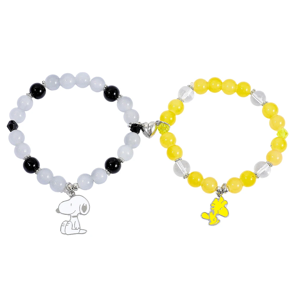 Set de Pulseras Magnéticas Animadas de Cachorros para Parejas, Accesorios de Amistad con Cuentas a Juego