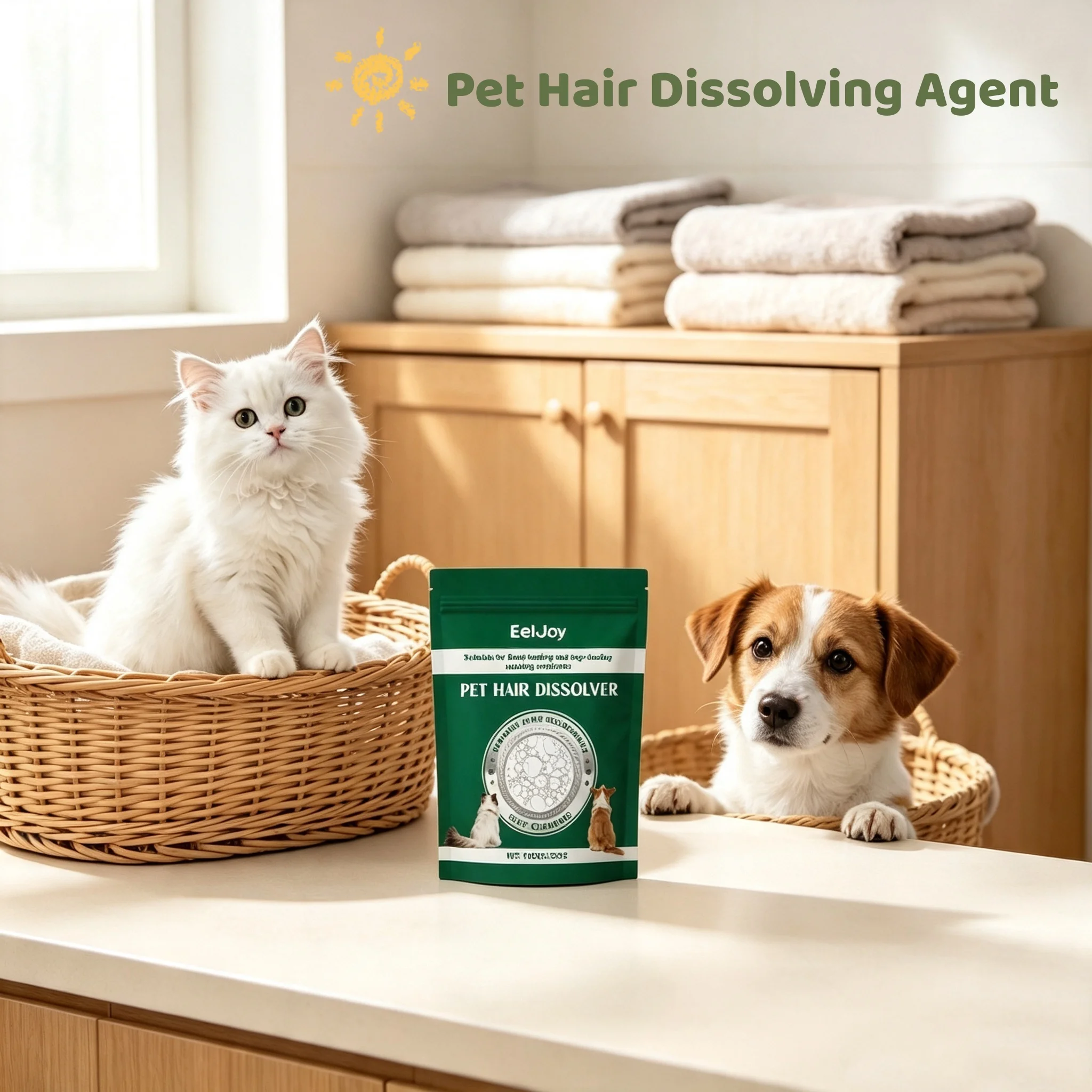 100g Dissolve Cat Hair Powder For Washing Machine Reduce Cat Hair Pet Clothing Household Safe Dog Cats Hair Dissolving Cleaners