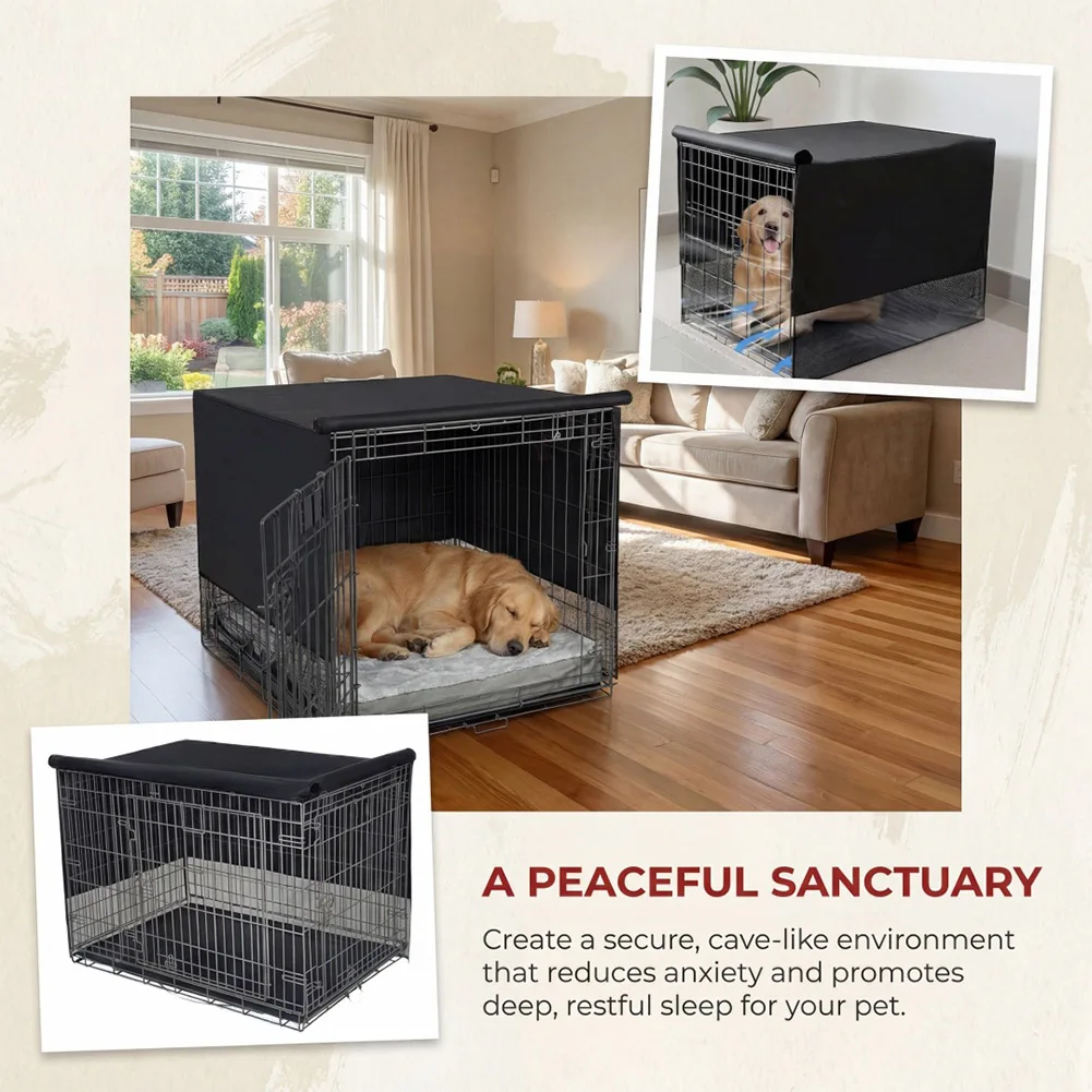 For Naps Dog Crate Cover Breathable Dog Crate Cover Kennel Privacy Cover Four-side Ventilation Heavy-duty Polyester