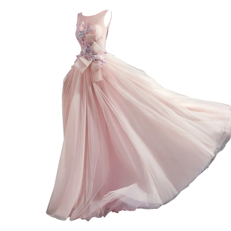 Vestido de noite banquete anfitrião novo casamento noivado vestido de dama de honra banquete estilo presidente reunião anual luz vestido de casamento