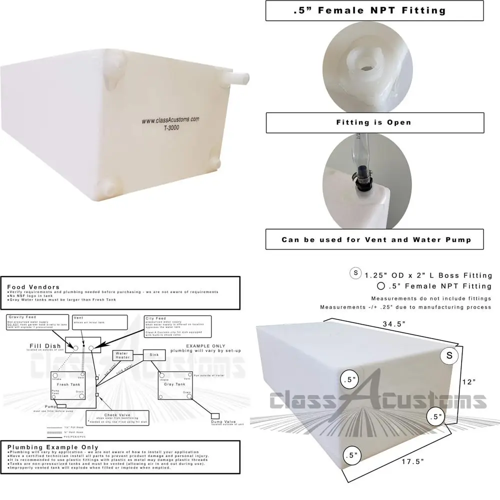 Tanque de retención de agua RV con cancelación de 30 galones para almacenamiento de agua dulce y gris