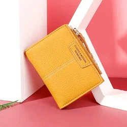 Women Small Wallet Soft PU Leather Female Mini Hasp Card Holder Coin Short Wallets Fashion Purse Zipper Keychain Money Clip