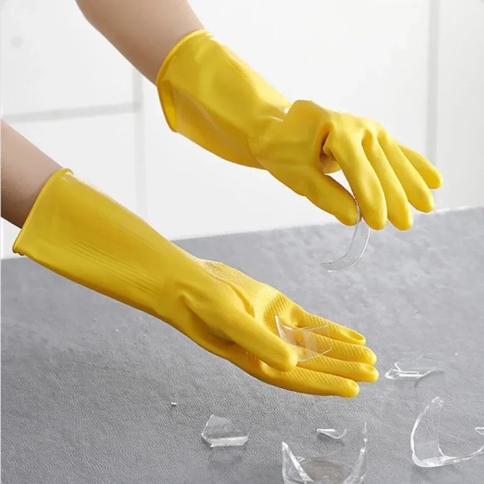 Latex Dishwashing Gloves Women\'s Waterproof Household Kitchen Washing Bowl Washing Clothes Vegetable Cleaning Household