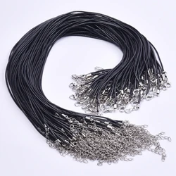 10/20/30pcs DIY 50cm Leather Rope Chain Necklace For Women Men Accessories Black Color Braided Adjustable Wax Cord Lobster Clasp