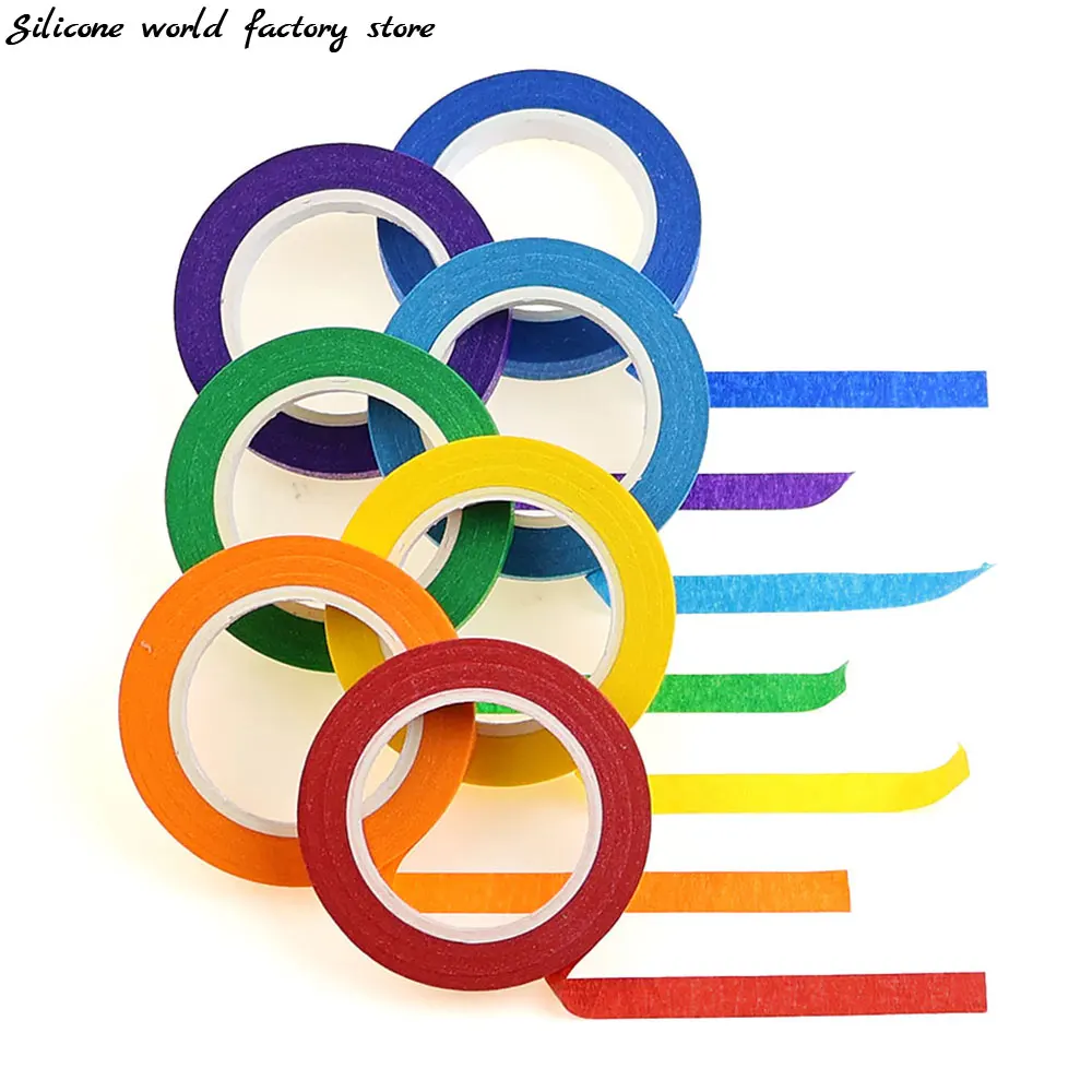 

Silicone World 7 Rolls/Set Color Masking Tape 13M 7Colors Wall Painting Craft Label Painting Art Tape Multifunctional Paper Tape