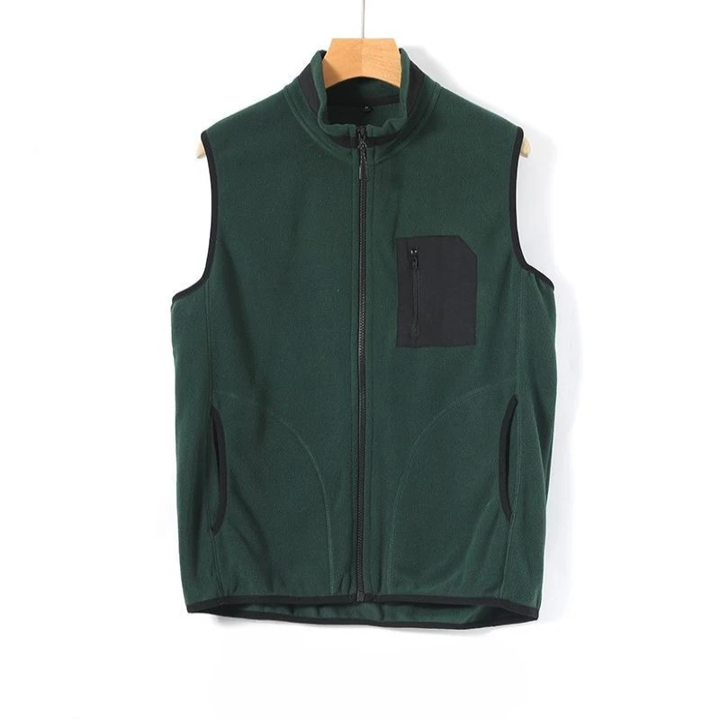 

Men's Warm Double Sided Fleece Vest Sleeveless Outdoor Solid Color Standing Collar Versatile Autumn Winter Outerwear​