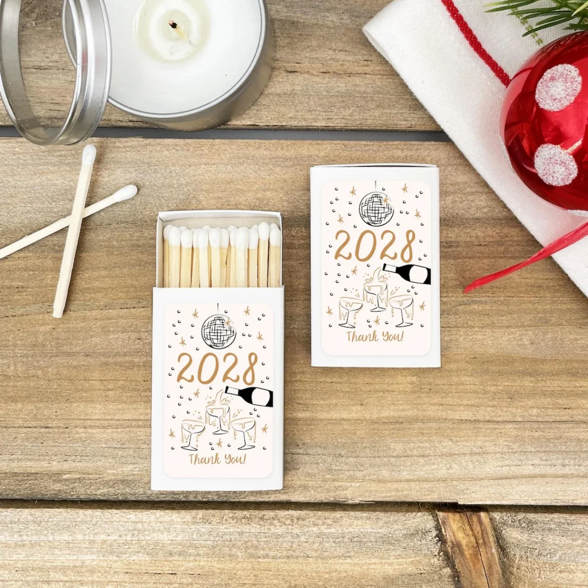 

Hand Drawn New Year's Sketched Matchboxes, Personalized New Year Favors, matchboxes for New Year's Eve, New Year's Eve Party -