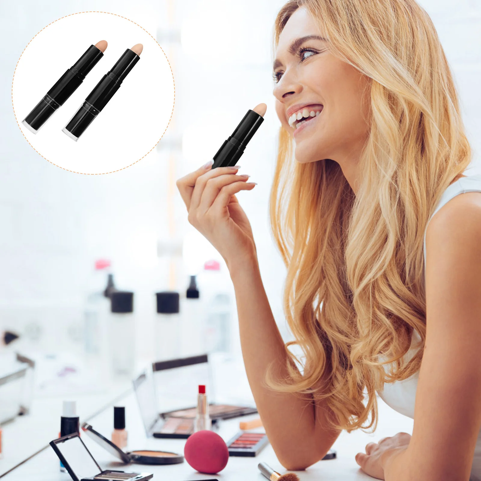 

2Pcs High Performance Contouring Stick for Face Dual Function Highlight Conceal Define Features Travel Friendly Makeup Essential