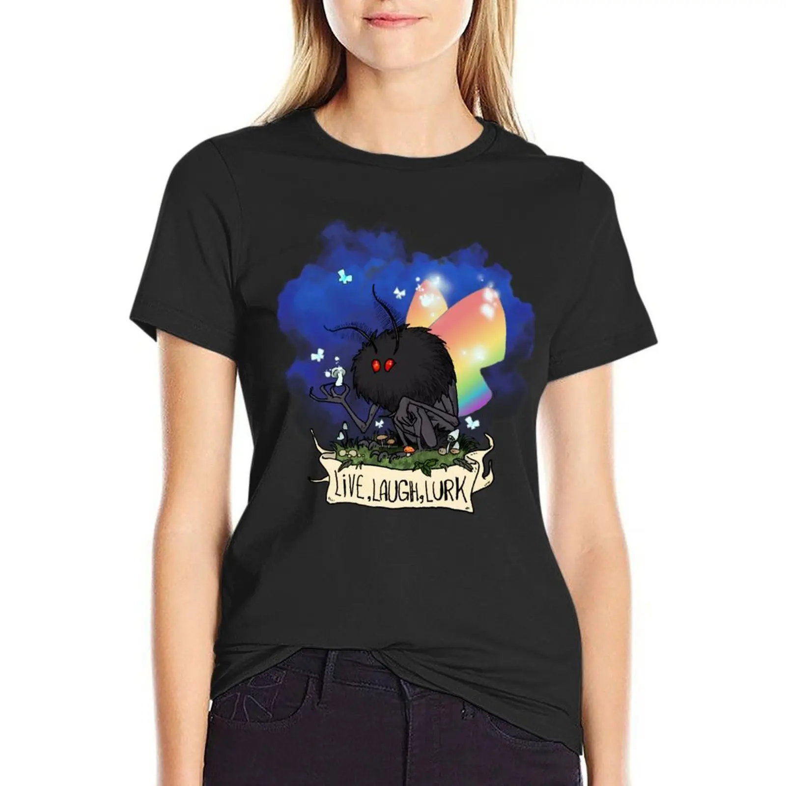 

Live, Laugh, Lurk Pride Mothman T-Shirt Female clothing funnys summer top Top Women