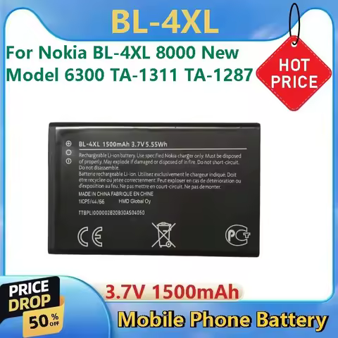 Mobile Phone Battery for Nokia BL-4XL 8000 New Model 6300 TA-1311 TA-1287 for Nokia BL-4UL 4WL New 3310 215 220 230DS TA-1030